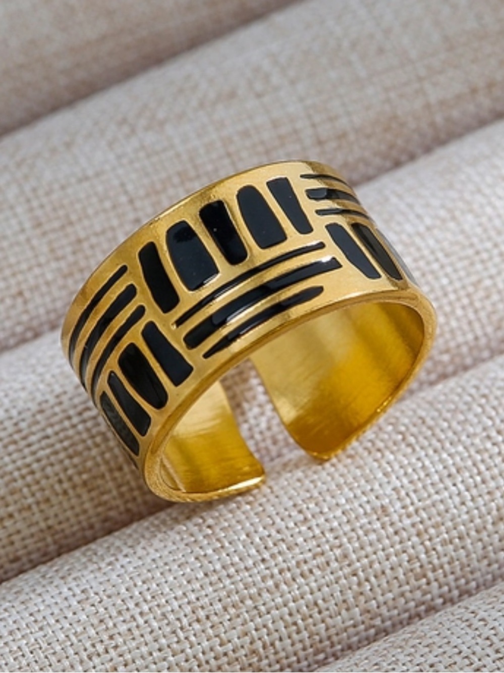 18k Gold Plated Patterned Adjustable Ring